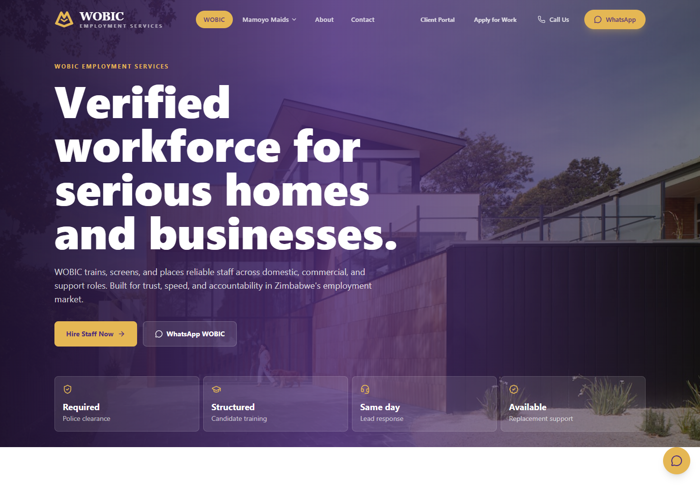 Wobic website interface